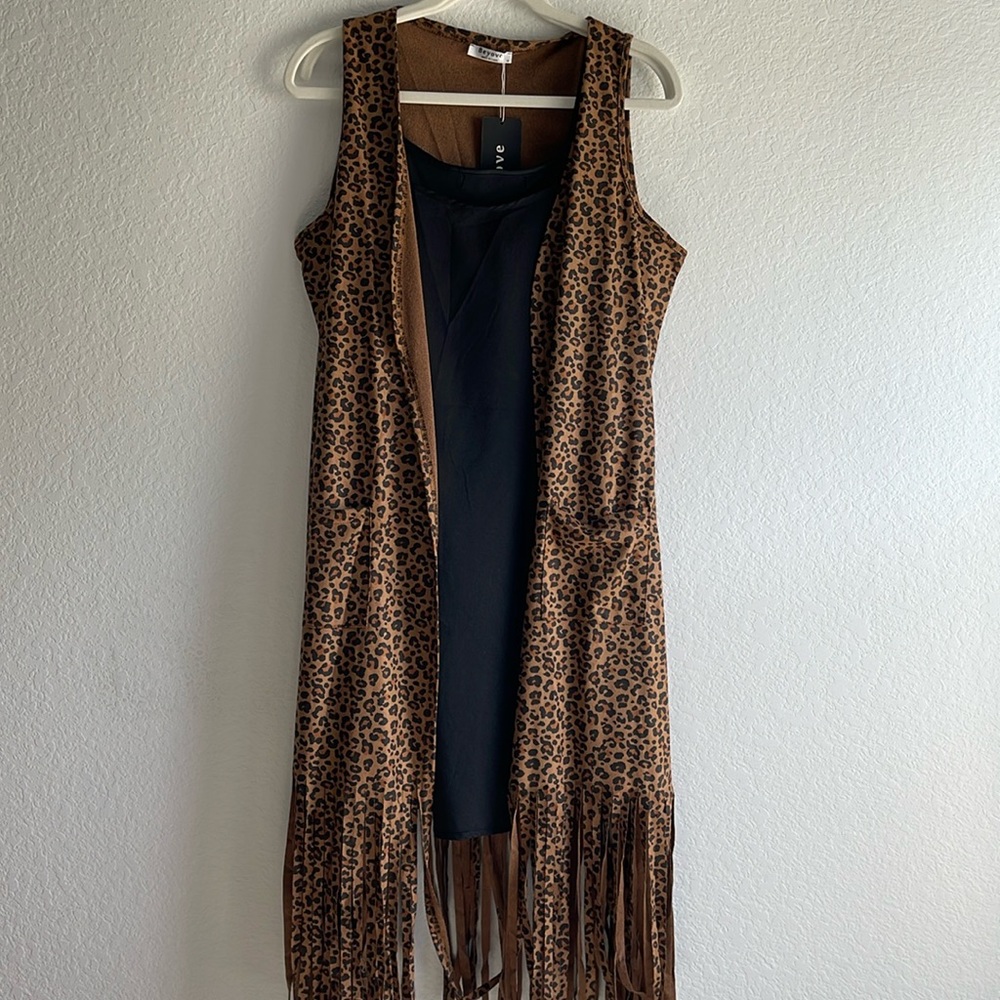 Animal Print Vest Duster